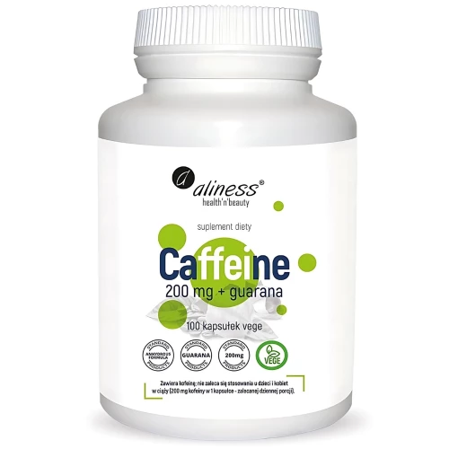 Aliness - Caffeine 200 mg + guarana - 100 kapsułek Aliness - Caffeine 200 mg + guarana - 100 kapsułek